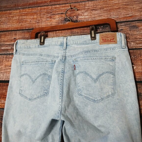 Levis Jeans 711 Skinny Size 33 Acid Wash Light Blue Denim Stretch Mid Rise - Picture 5 of 10